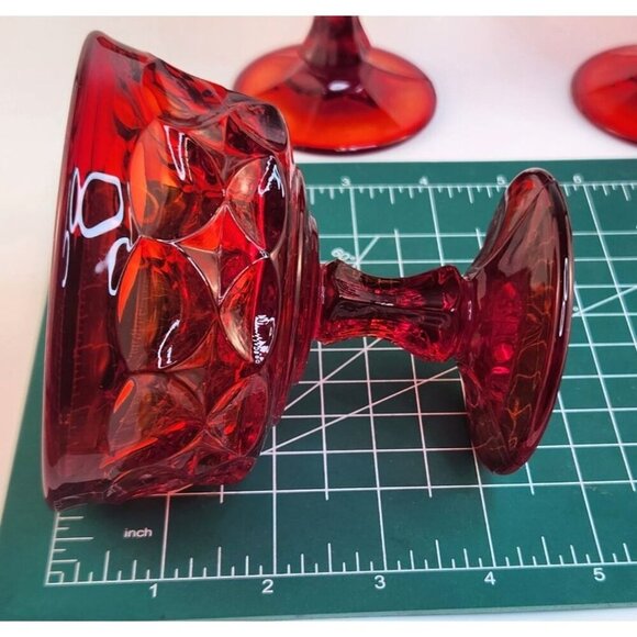 Vintage Noritake Ruby Red Cadmium Sherbet Dessert Coupe Glass Set Of 4 - Picture 6 of 9